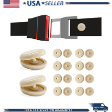 10 Sets Plastic Seat Belt Stop Clips Snap-on Design Prevents Bucklecolor Beige