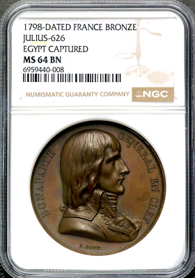 1798 France Bronze Medal Napoleon Captures Egypt - NGC MS 64 BN