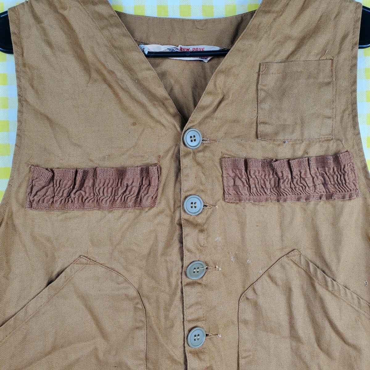 Storm-Pruf British Hong Kong Made Antique Hunting / Fishing Vest Game Bag Large View 4