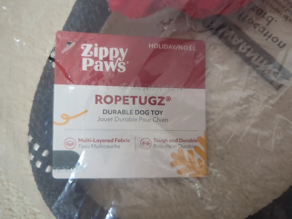ZippyPaws Ropetugz Christmas Dog Toy - Squeaky for Small & Medium Puppy Dogs New - Image 3 of 4