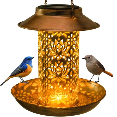 Solar Bird Feeder Outdoors Hanging Wild Bird Feeder for Cardinals Garden Light