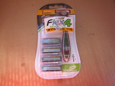 Bic Flex 4 Sensitive Hybrid Titanium Razor 1 Handle + 4 Cartridges PRICE TAGS