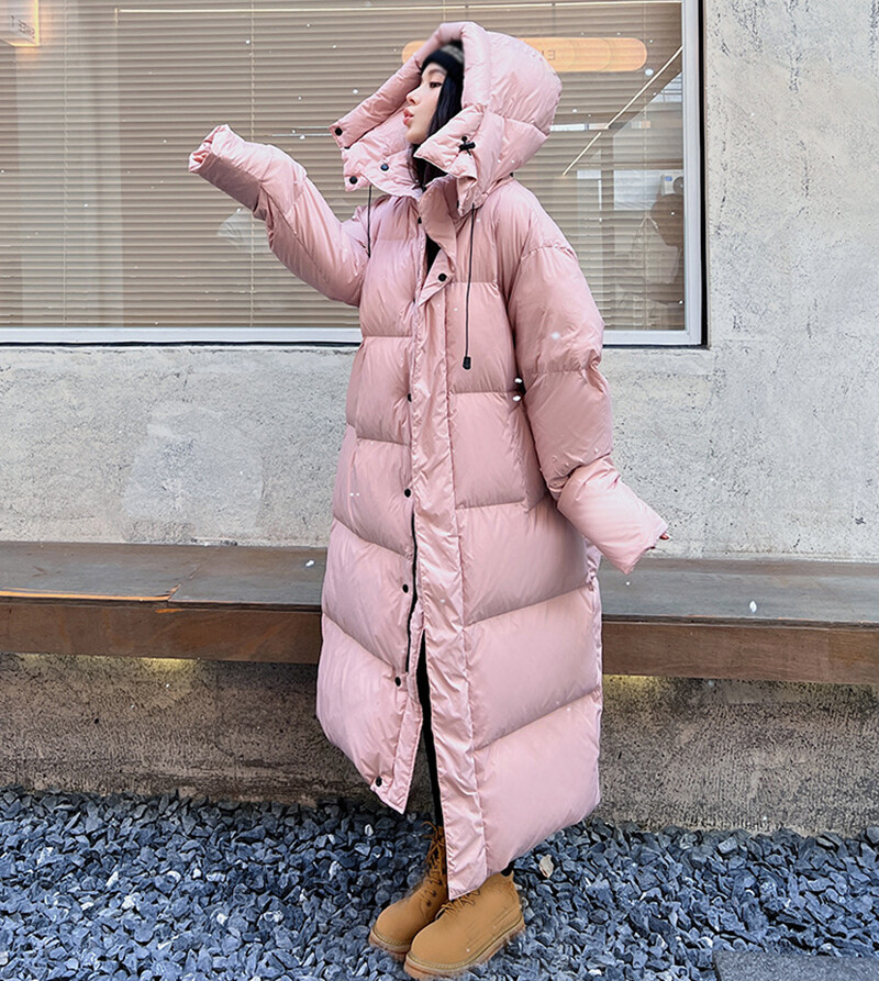 2023 Winter Womens Duck Down Overcoat Coat Long Puffer Jacket Hooded