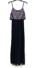 ASOS Dress Womens Size 2 Black Sequin Embroidered Maxi Sleeveless Mesh NWT