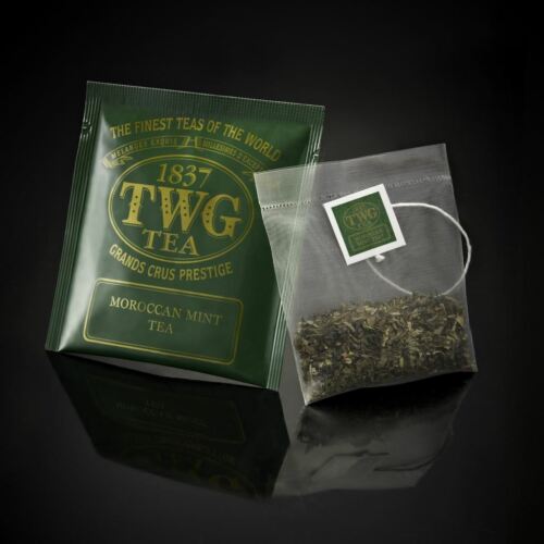 TWG Tea from Singapore - MOROCCAN MINT TEA - 100 SILK Tea Bags BULK CARD BOX - Afbeelding 1 van 1