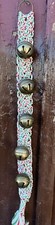 Macrame Christmas Door Wall Hanging TRUE VINTAGE MCM BRASS BELLS Boho 35  
