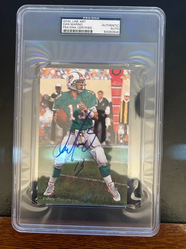 DAN MARINO GOAL LINE ART 4X6 AUTOGRAPH!! PSA CERTIFIED!! SLABBED FOR DISPLAY!!