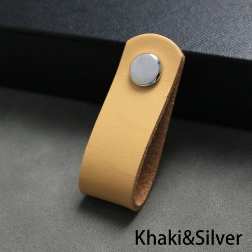 Cowhide Leather Cabinet Drawer Pull Wardrobe Knob Furniture Door Hardware Handle - Picture 12 of 46