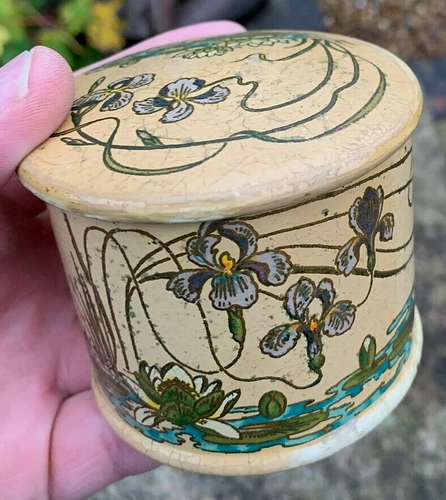 Antique Vintage Art Nouveau Arts & Crafts Papier Mache Jewellery Trinket Box - Foto 1 di 5