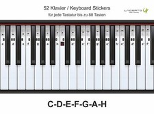 Piano Keyboard Notes Sticker, C-D-E-F-G-A-H, 52 Stickers