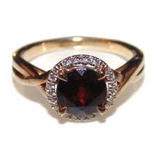Vintage Estate 1.25ct Garnet Diamond Halo Ring 14k Yellow Gold Jewelry 585 Sz 6