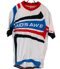 WOSAWE Cycling Jersey Men Women L Red White Blue Full Zip Vented Pockets Biking