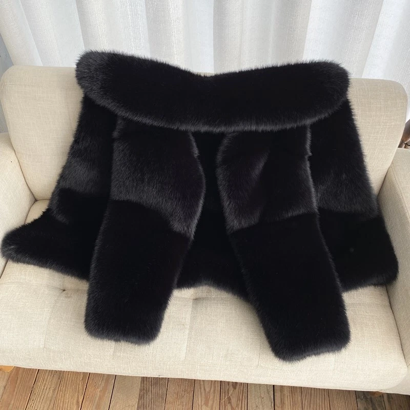 Abrigo de visón para hombre de piel de zorro de longitud media abrigo corto cálido chaqueta de invierno ropa exterior Foto 3 de 4