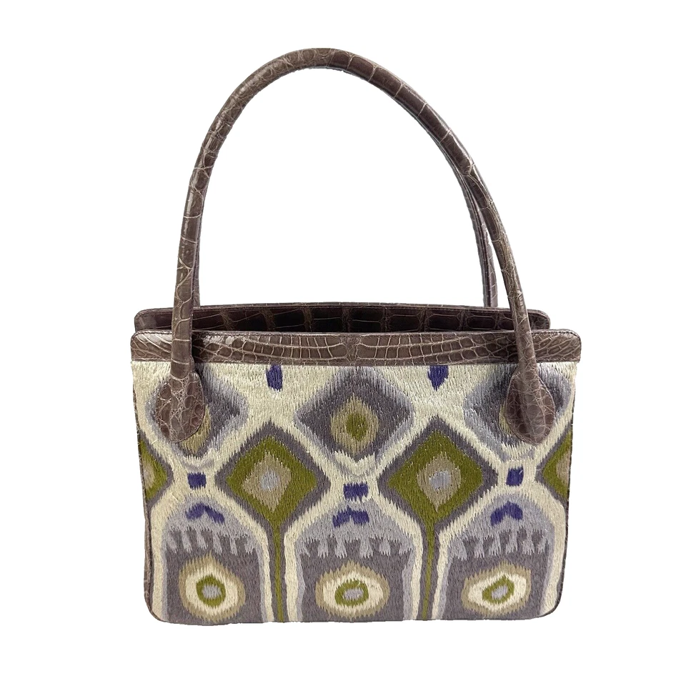 Bolso de Mano Darby Scott Blair Cocodrilo Bordado Cartera Amatista LEER Foto 2 de 4