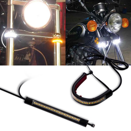 2X Motorcycle Flexible Bright Amber LED Fork Strips Turn Signal Lights Universal - Picture 2 of 12