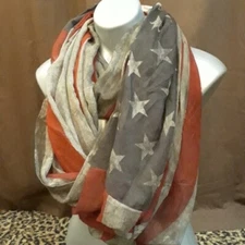 🇺🇲American flag USA infinity Scarf Distressed Wrap Accessory Vintage Fall NEW