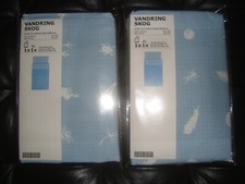 Copripiumino culla IKEA VANDRING SKOG x 2 blu con federe Lt blu bianco a quadri