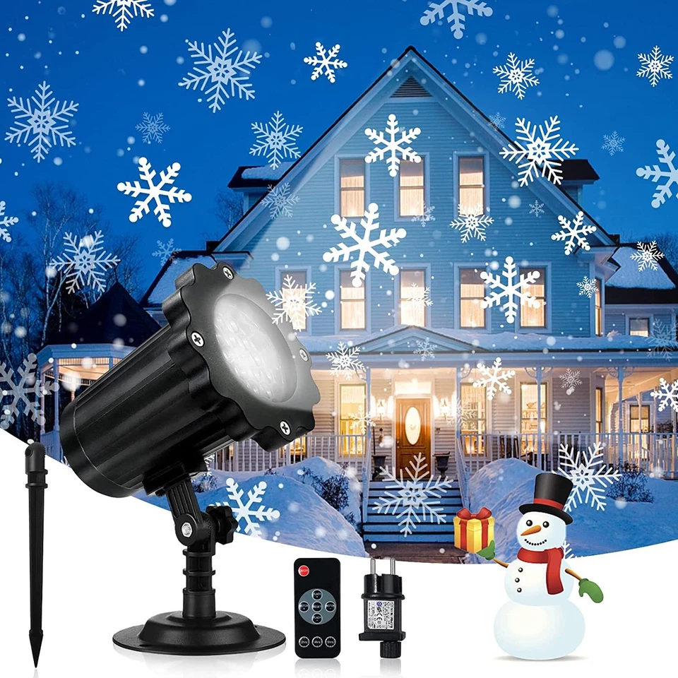 LED Laser Projektor Schneeflocken Weihnachten Licht Party/Garten Deko Xmas Außen - Bild 2 von 4