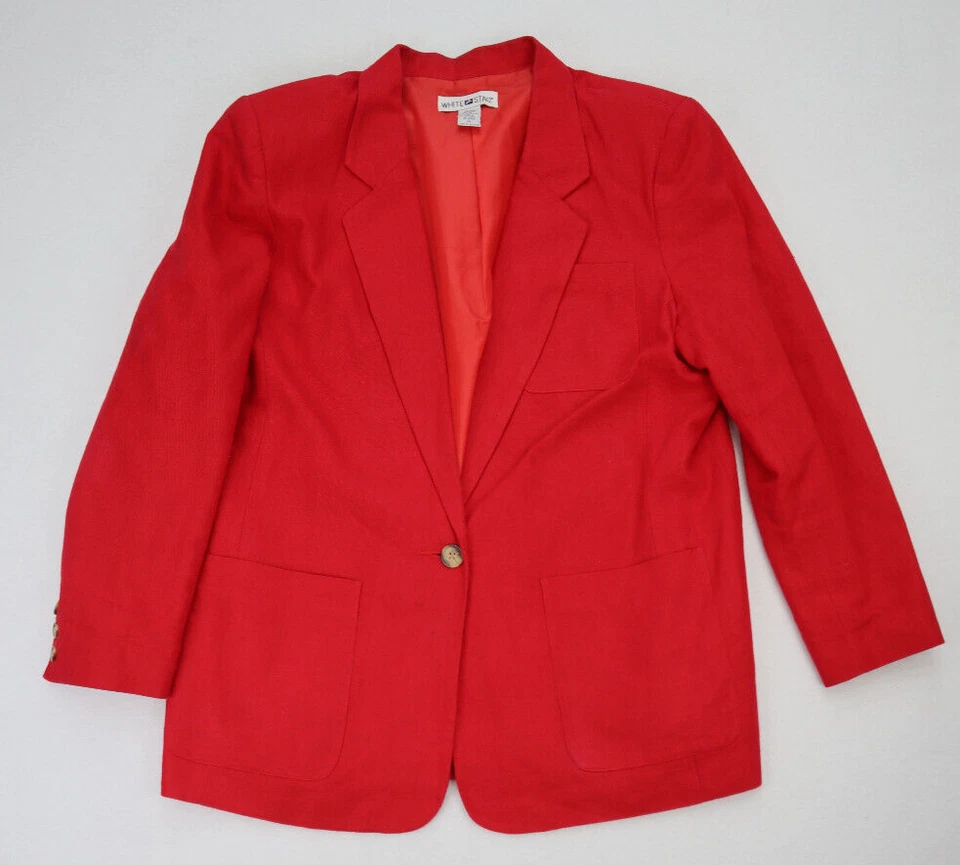 Vintage Women's Blazer Jacket White Stag Linen Blend Size 14 - Image 2 of 4