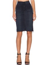 Mother Denim High Rise Jeans Pencil Skirt Patchie Blue Cotton Size 26