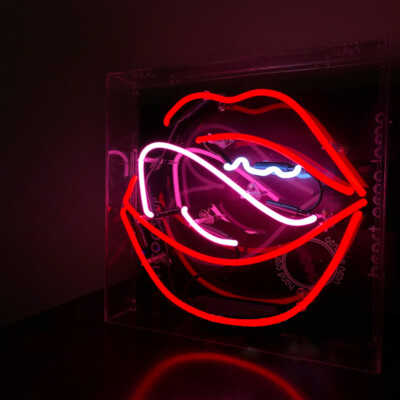 Tongue Licking Neon Sign Light Acrylic Box Wall Hanging Handcraft Gift Decor 20''