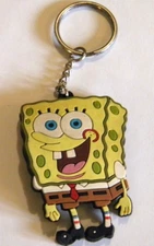 VINTAGE SPONGE BOB KEYCHAIN 2002 VIACOM INTERNATIONAL INC. NICKELODEON RUBBER