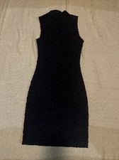 Gorgeous Vintage Y2K Soprano Pencil dress Black Lace Fitted High Neck SzS
