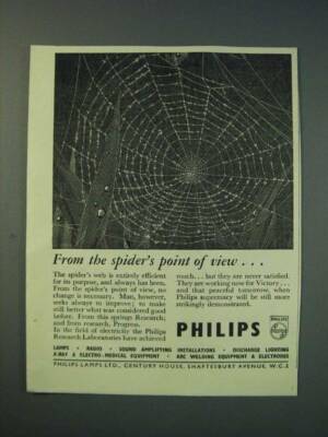 1942 Philips Lamps Ltd Ad - From the spider's point of view�