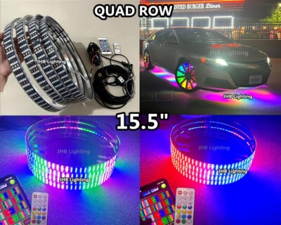 JHB 15.5'' QUAD ROW RGB CHASING Flowing LED Car Trucks Wheel Rings Lights Set (4)