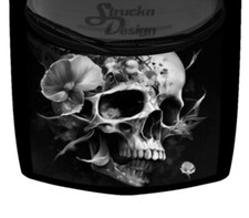 Grayscale Abstract Flowers Floral Skull Truck Car Vinyl Decal Hood Wrap Graphic