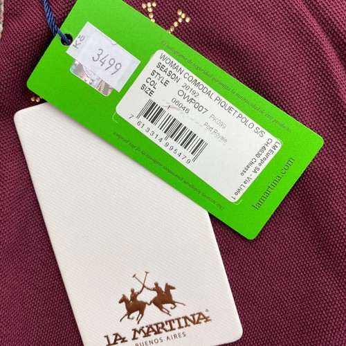 LA MARTINA Dark Red Co Modal Piquet Polo Shirt Size 1 / XS - Picture 5 of 11