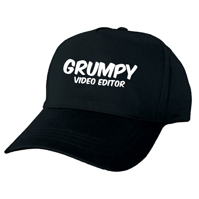 GRUMPY VIDEO EDITOR PERSONALISIERTE HANDBEDRUCKTE SCHWARZE BASEBALL KAPPE