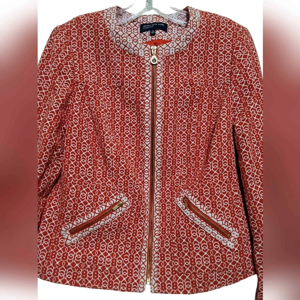Chaqueta Jones New York Naranja y Blanco Cremallera Talla 8 Foto 3 de 4