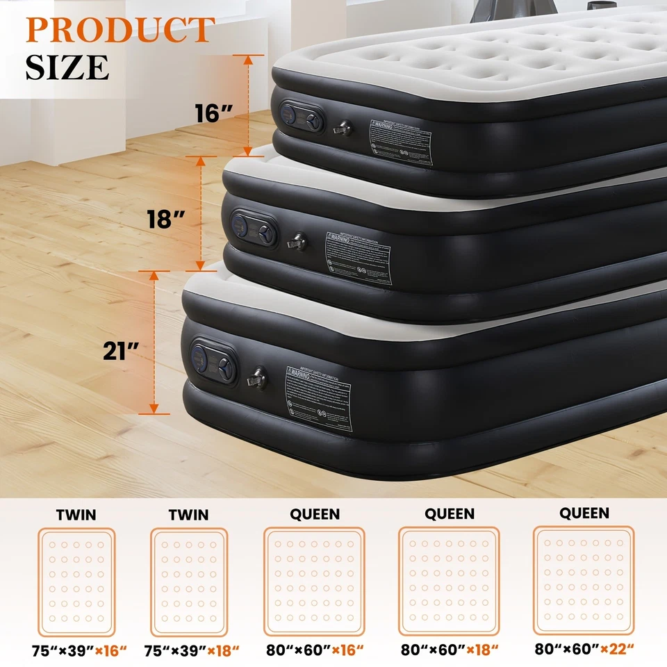 Air Mattress With Coil Beam Support, Plush Velvety Top Hold Up To 660 Pounds - Image 3 of 4