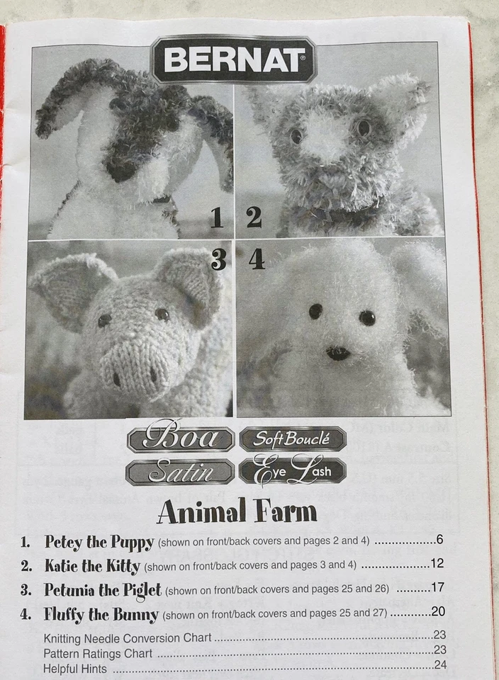 Bernat ANIMAL FARM Knitting Pattern Book # 530131 (2006) Hard to Find! - Image 2 of 4