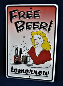 Free Beer Tomorrow Us Made Embossed Sign Man Cave Garage Bar Pub Wall Decor Ebay