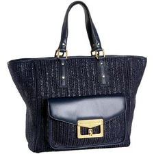 Marc by Marc Jacobs Raffia Tote Blue Navy Leather Straw Beach Summer NWT $398