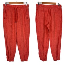 ATHLETA Women's 8 Soft Persimmon 100 Linen Retreat Pull On Boho Resort Jogger
