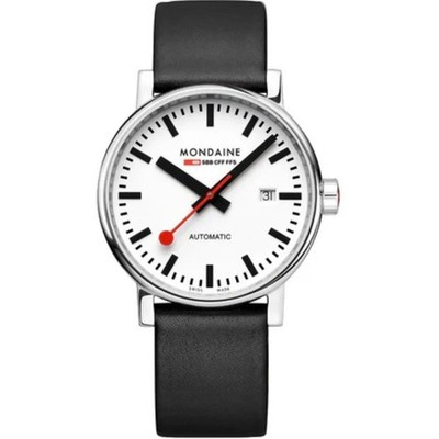 Mondaine Evo2 Herren Automatik Uhr MSE.40610.LBV weißes Zifferblatt Lederband 30M