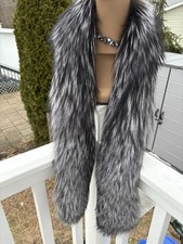 Silver Real Full Pelt Fox Boa Scarf Wrap New item Made in USA