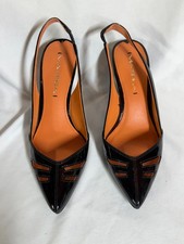 Via Spiga Black Patent Gable Slingback SZ 5.5