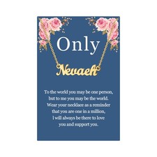 Nevaeh Name Necklace Personalized, 18K Gold Plated Customized Nameplate Necklace