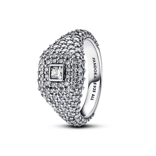 Pandora Cocktailring Damen Pavé-Quadrat Zirkonia Silber 193556C01 Gr. 54-image