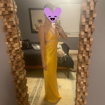 Yellow Satin Slip Dress with Spaghetti Straps