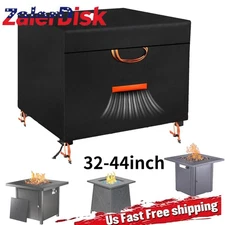 Fire Pit Square Cover 32-44in 600D Heavy Duty Outdoor Waterproof Fire Pit Cover