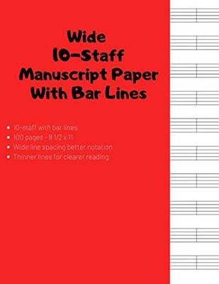 Wide 10 staff Manuscript Paper With Bar Lines