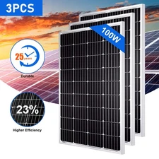 PFCTART 300W Solar Panel 12V PV 100Watt Monocrystalline Home RV Roof Shed Marine