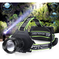 LED Stirnlampe 100000 Lumen 5 Modi IPX7 Wasserdicht Zoombar 90° Einstellbar