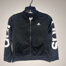 Boys Adidas Full Zip Up Track Jacket Adidas on Sleeve Size Youth Medium 10/12