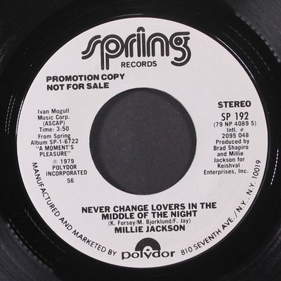 MILLIE JACKSON: never change lovers in the middle of the night / same SPRING 7''